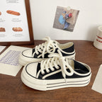Damen Modische Sneaker mit dicker Sohle und geflochtenen Schnürsenkeln