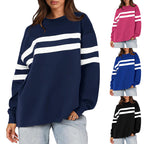 Damen Oversized Sweatshirt mit trendigen Streifen R&B