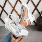 Damen Wedge-Sandalen mit zierlichen Schmetterlings-Applikationen und rutschfester Sohle R&B