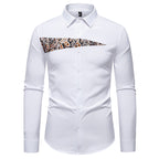 Herren modisches Langarmhemd mit asymmetrischem Muster R&B