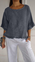 Damen lässige Bluse mit Rüschensaum R&B
