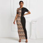 Damen Maxikleid mit modernem Muster und figurbetontem Schnitt R&B