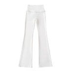 Damen Hochtaillierte Bootcut-Leggings mit Rüschendetails