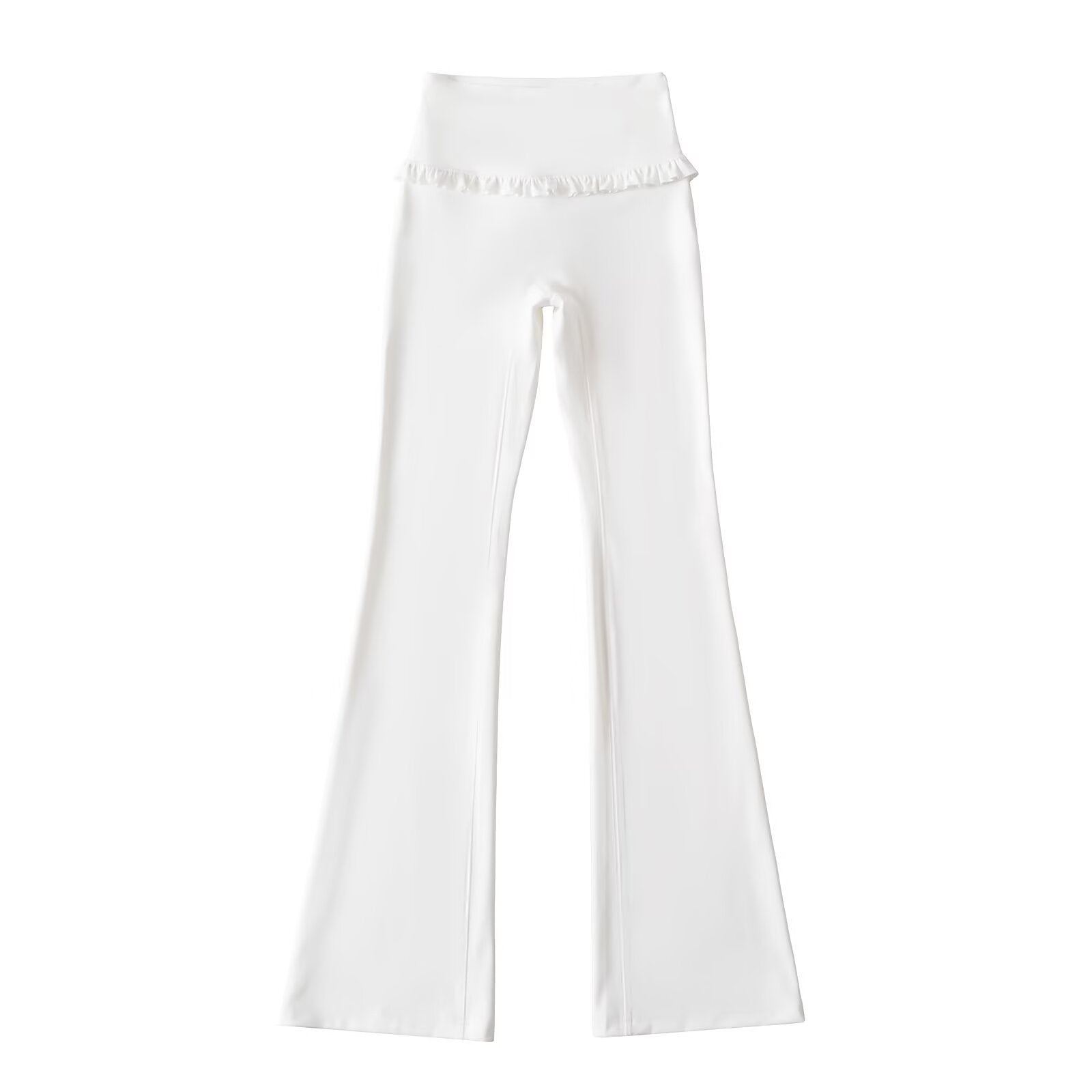 Damen Hochtaillierte Bootcut-Leggings mit Rüschendetails