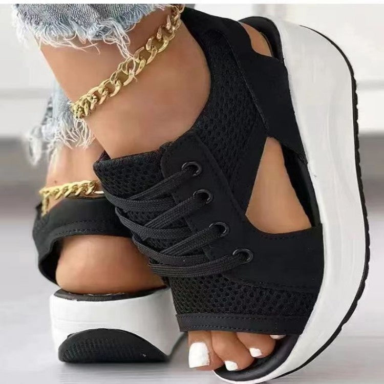Damen Sportliche Plattform-Sandalen mit atmungsaktivem Netzmaterial R&B
