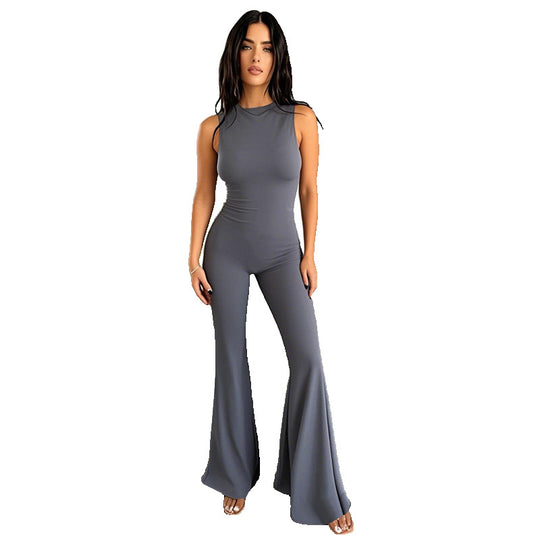 Damen Fließender Jumpsuit mit ausgestellt Bein R&B