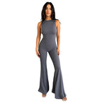 Damen Fließender Jumpsuit mit ausgestellt Bein R&B