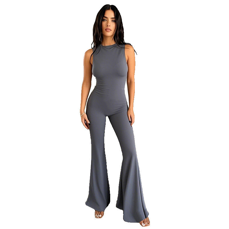 Damen Fließender Jumpsuit mit ausgestellt Bein R&B