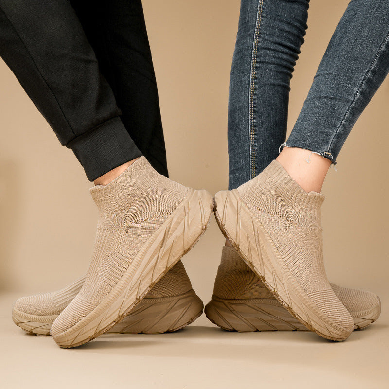 Damen Sportliche Knöchelsneaker mit elastischem Strickoberteil und rutschfester Sohle