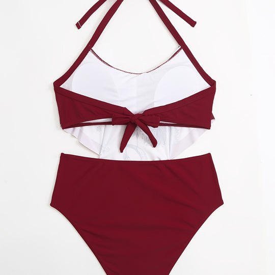 Damen Hochgeschnittener Badeanzug mit künstlerischem Print R&B