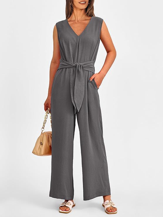 Damen eleganter Jumpsuit mit tailliertem Schnitt und weitem Bein R&B