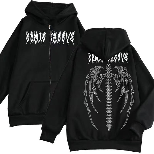 Damen Kapuzenjacke mit auffälligem Gothic-Design und bequemer Passform R&B