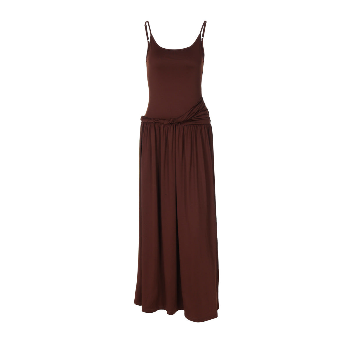 Damen Elegantes Maxikleid mit Drapierung und Spaghetti-Trägern R&B