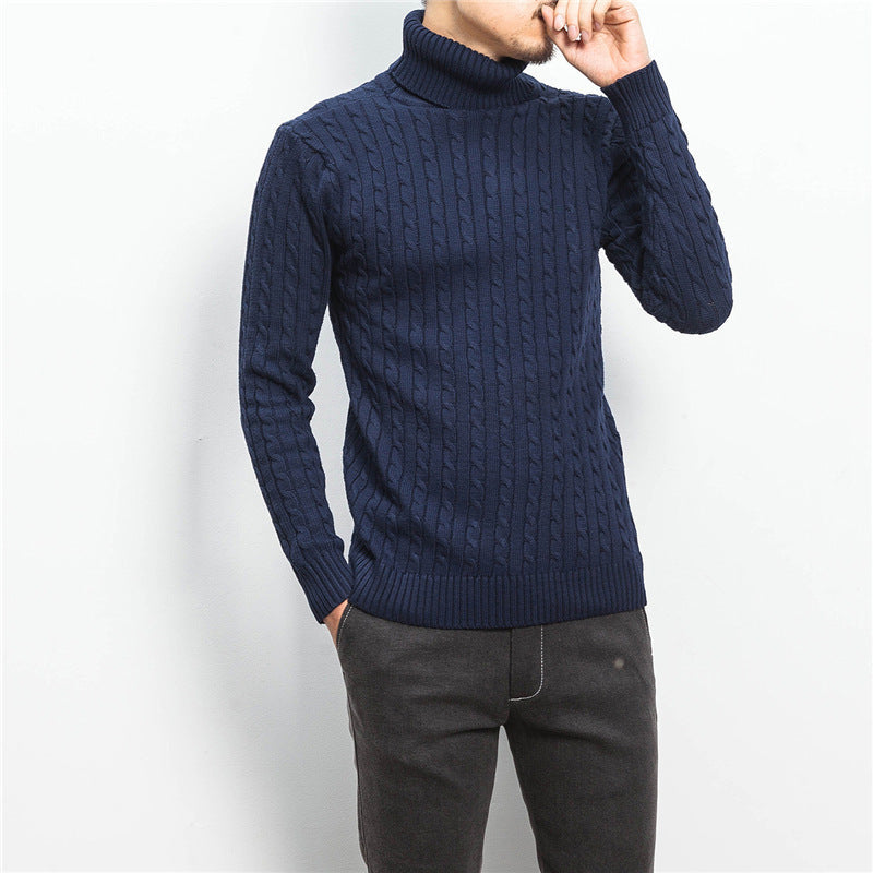 Herren nan Feinstrick-Rollkragenpullover mit Zopfmuster und schmaler Silhouette R&B
