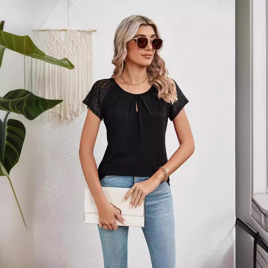 Damen T-Shirt mit Spitzendetails R&B