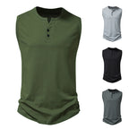 Herren ärmelloses Henley-Shirt mit modernem Knopfdesign