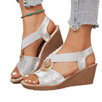 Damen Wedge-Sandalen mit floralem Design und komfortablem Riemendesign R&B