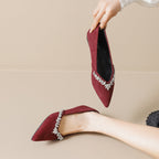 Damen Ballerinas mit funkelndem Strassbesatz und elegantem Spitzendesign