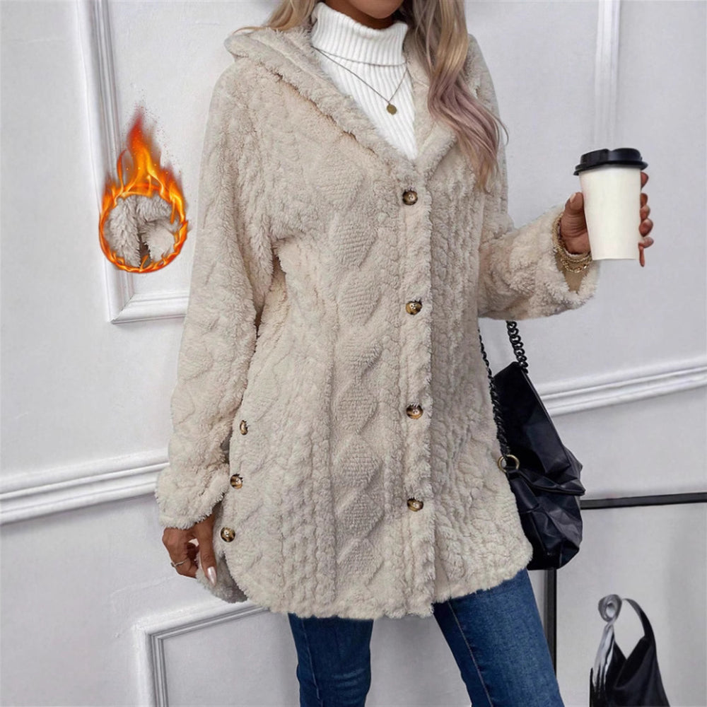 Damen Kuschelige Teddyjacke mit Knopfverschluss R&B