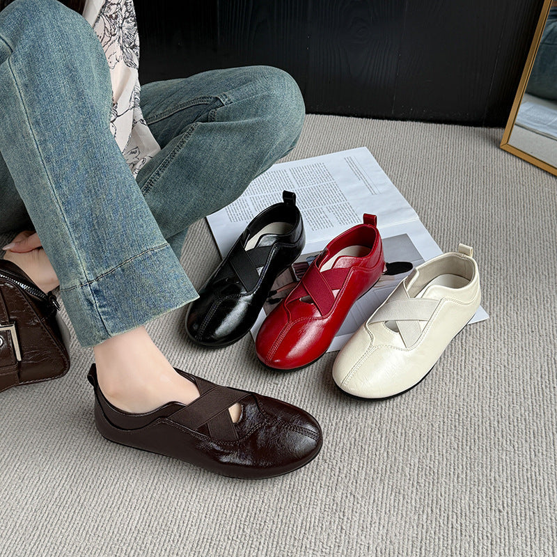 Damen elegante und bequeme Ballerinas mit raffinierter Gummizug-Ästhetik R&B