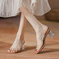 Damen transparente Mules mit elegantem Blockabsatz R&B
