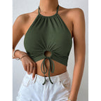 Damen Cropped Top mit tiefem V-Ausschnitt und Schnüroptik R&B