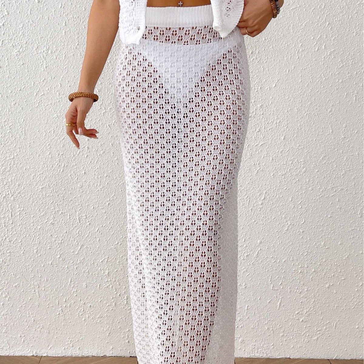 Damen Midikleid aus lockerem Häkelmaterial R&B