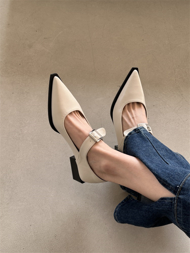 Damen elegante Riemchen-Pumps mit schickem Blockabsatz und spitzer Zehenpartie R&B