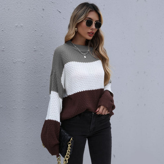 Damen Strickpullover im modernen Blockdesign R&B