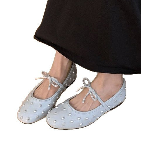 Damen Ballerinas mit dekorativen Perlen und seitlichem Riemchen R&B