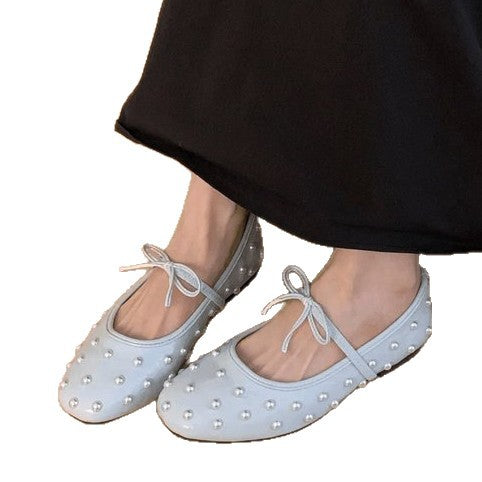 Damen Ballerinas mit dekorativen Perlen und seitlichem Riemchen R&B