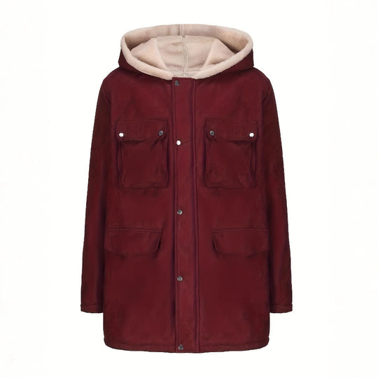 Damen elegante und warme Fleecejacke mit Kapuze R&B