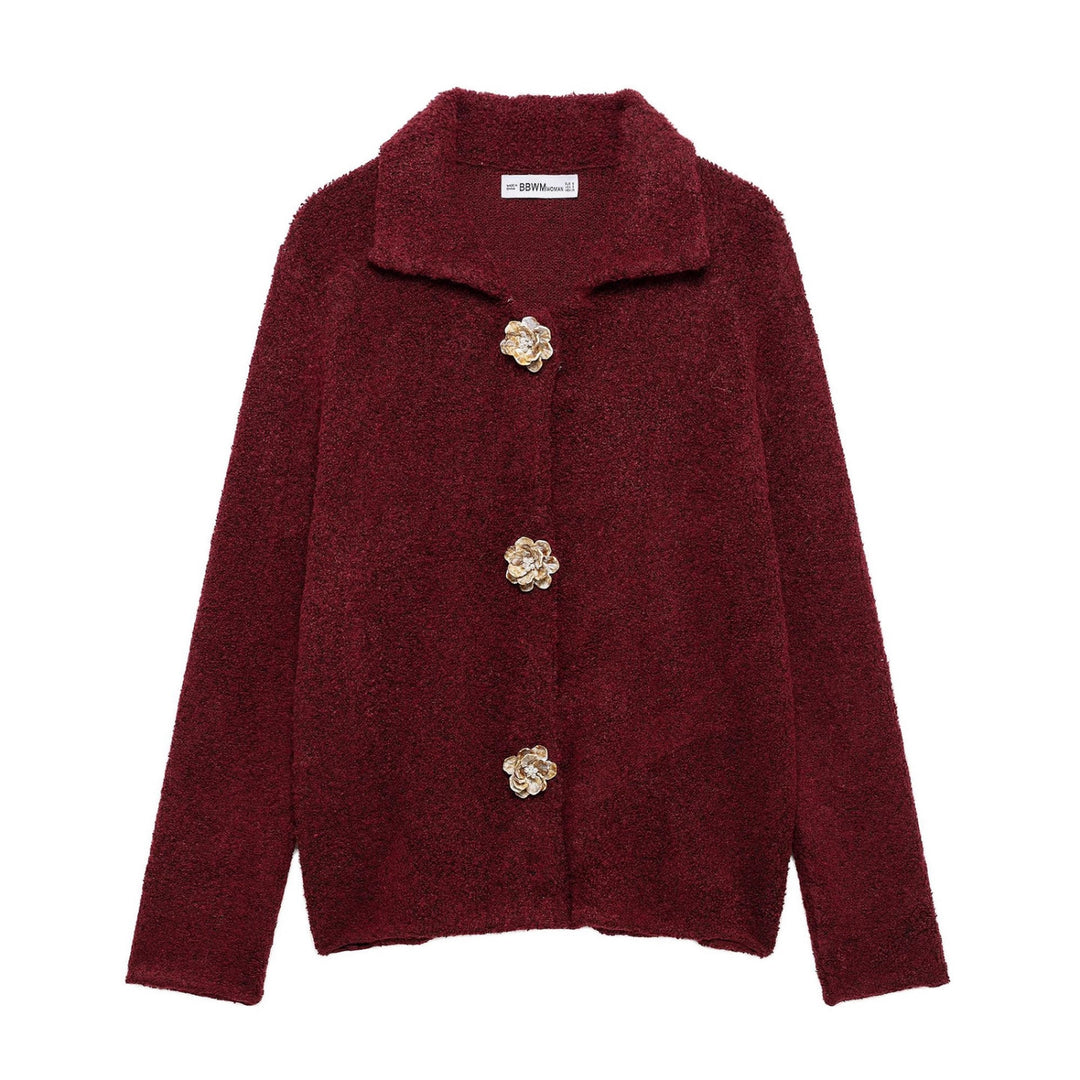 Damen elegante Strickjacke mit dekorativen Knopfdetails R&B