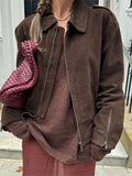 Damen lässige Kurzjacke aus weichem Material mit praktischen Reißverschlüssen R&B
