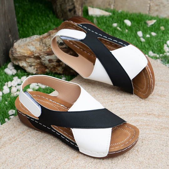 Damen Bequeme Sandalen mit geflochtenem Riemen und bequemem Fußbett R&B