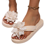 Damen Zehentrenner-Sandalen mit dekorativem Blumen-Detail und komfortablem Fußbett R&B
