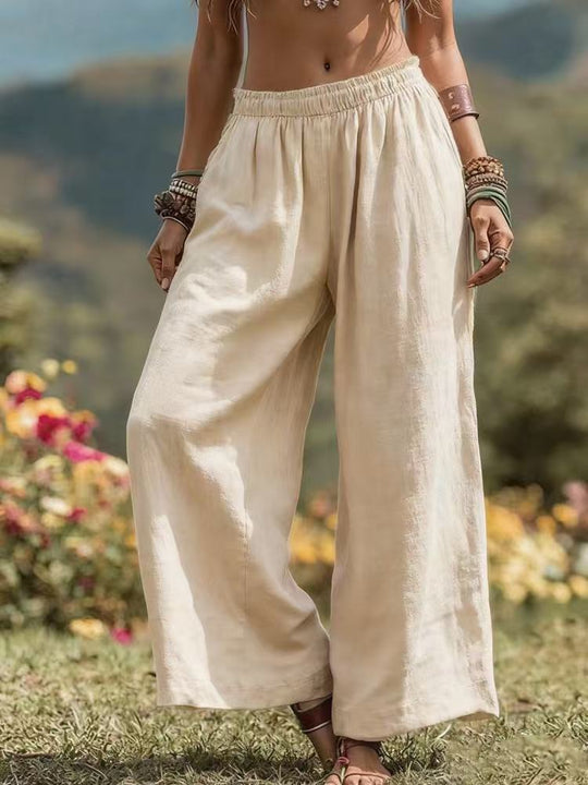 Damen Weit geschnittene Leinenhose R&B