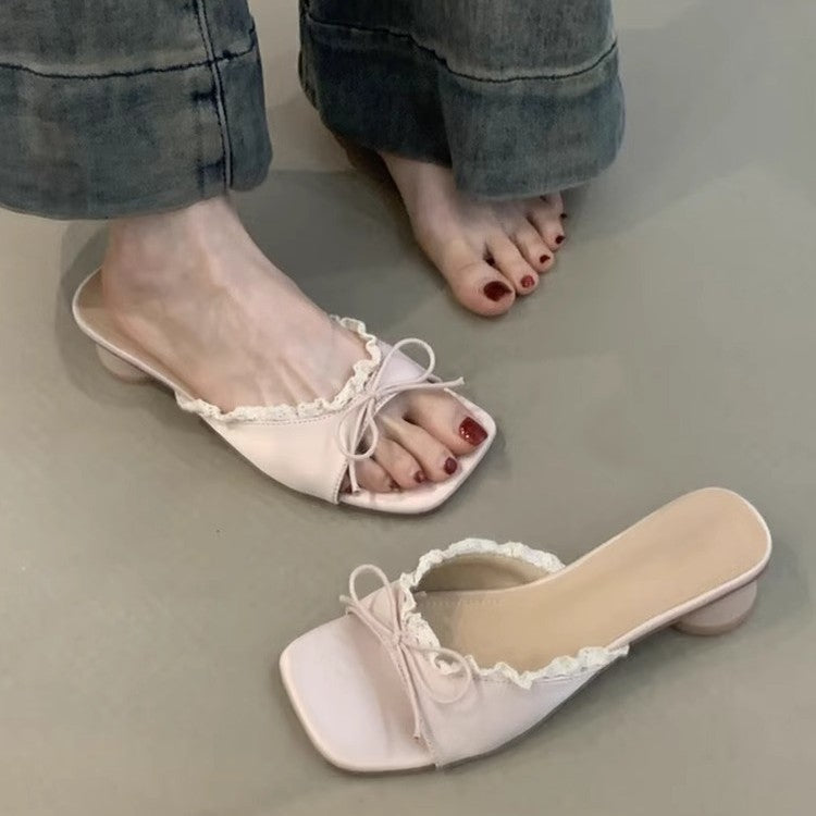 Damen elegante Sling-Sandalen mit modischem Rüschendetail R&B
