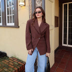 Damen elegante Blazerjacke mit doppelt geknöpften Details R&B