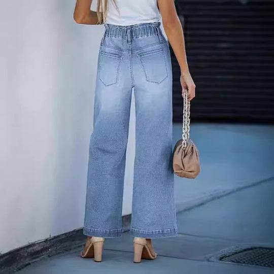 Damen Hochgeschnittene Jeans mit weitem Bein R&B