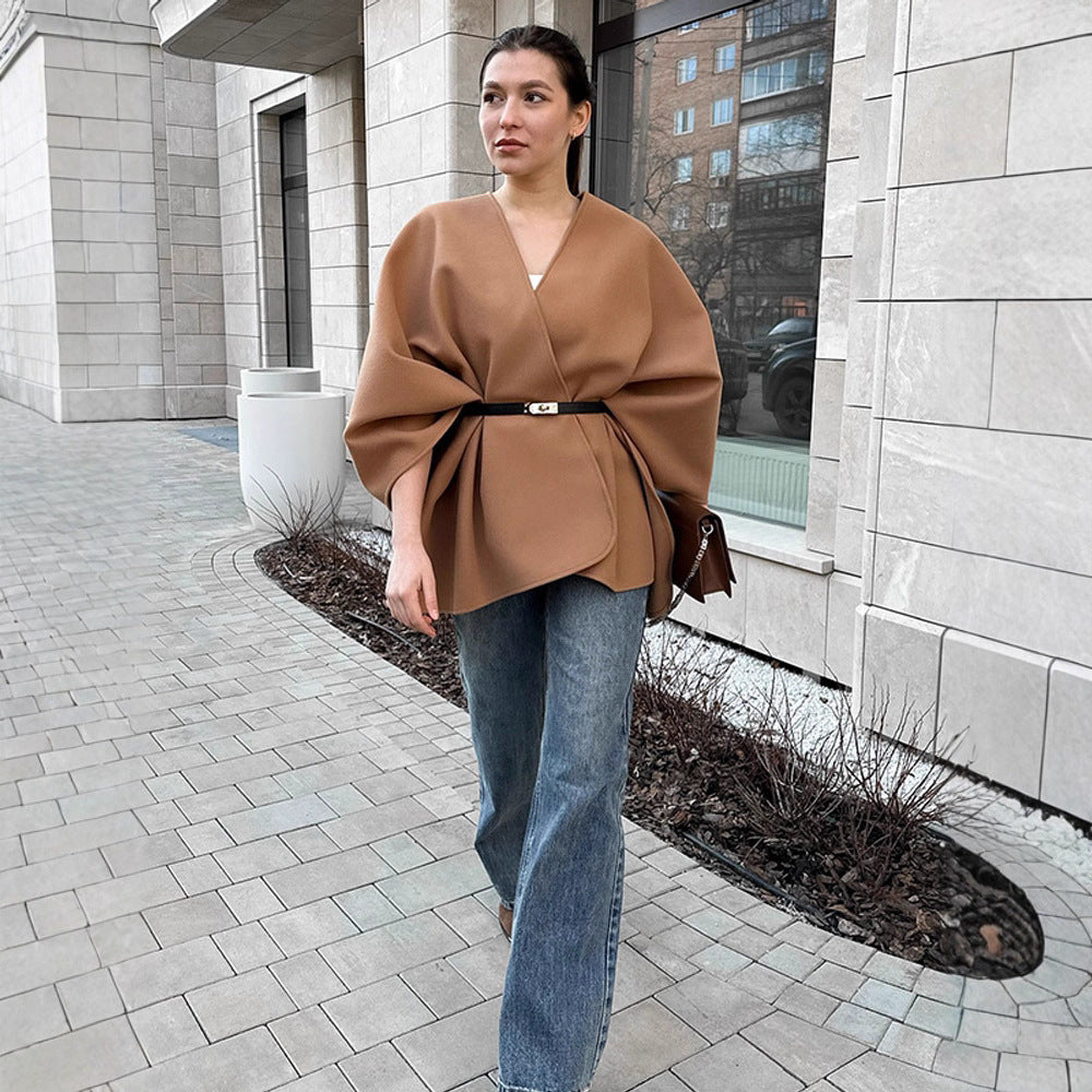 Damen modische Capeshirt mit asymmetrischem Design R&B