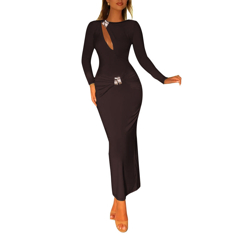 Damen Elegantes Maxikleid mit elegantem Wickeldesign und funkelnden Applikationen R&B