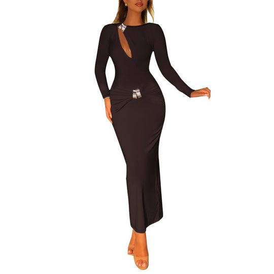 Damen Elegantes Maxikleid mit elegantem Wickeldesign und funkelnden Applikationen R&B
