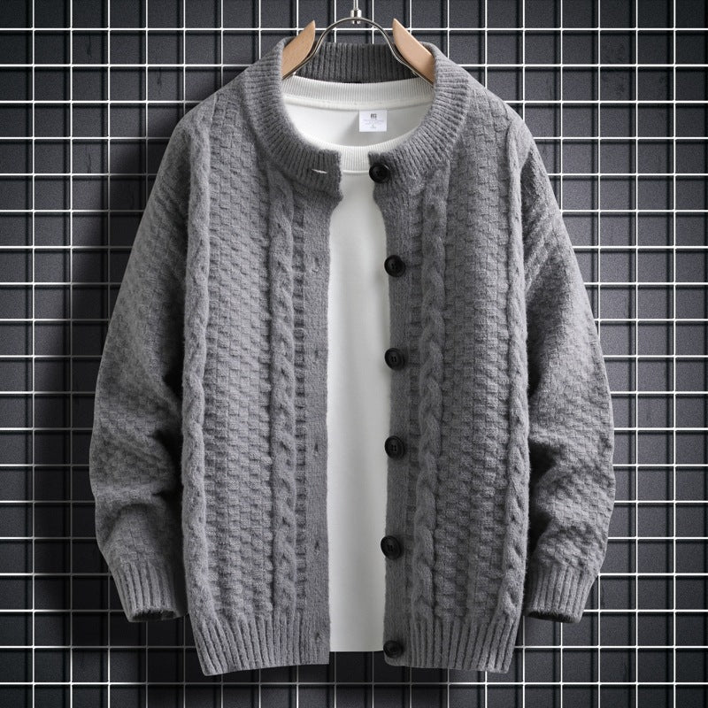 Damen Strickjacke mit strukturiertem Zopfmuster und durchgehenden Knöpfen R&B