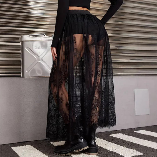 Damen Elegante Spitzen-Maxiröcke mit hohem Bund R&B