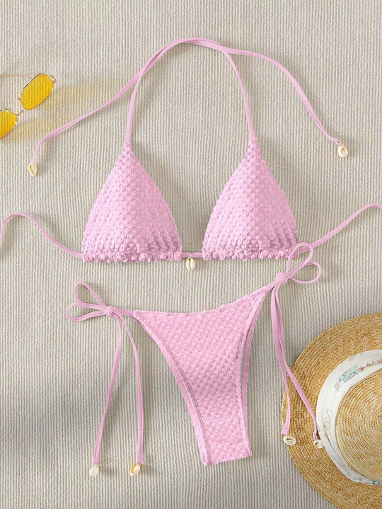 Damen Triangle-Bikini mit strukturiertem Material und zarten Bindebändern R&B