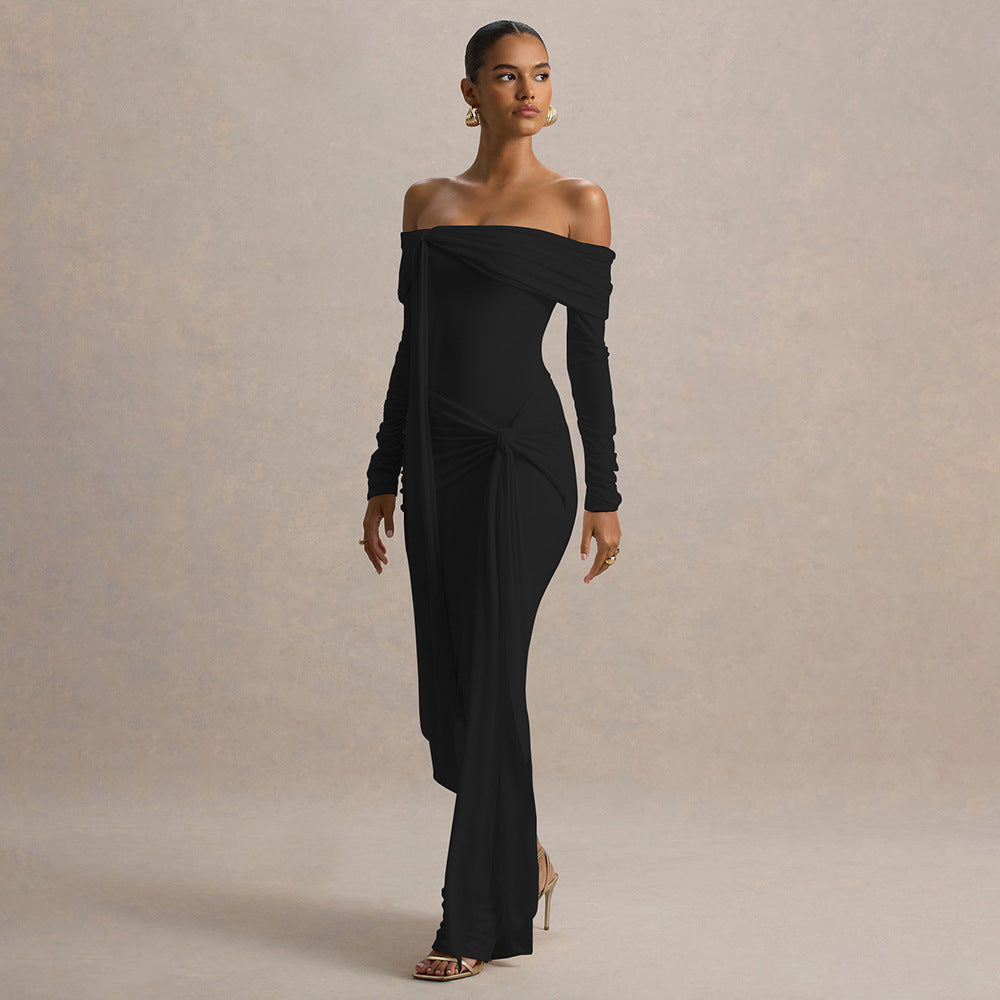 Damen Elegantes Off-Shoulder Abendkleid mit drapierter Silhouette R&B
