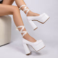 Damen Plateau-Pumps mit elegantem Riemen-Design und hohem Blockabsatz R&B