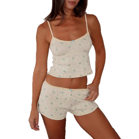 Damen Schlafanzug Set mit zarten Blumenmustern R&B