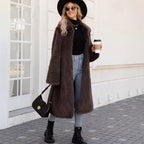 Damen Flauschiger Oversized-Mantel mit modernem Schnitt R&B